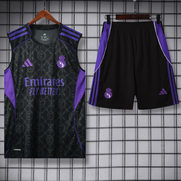 2025-26 RMA Black Tank top and shorts suit