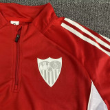 2025-26 Sevilla Red Half Pull Tracksuit (Pants Have Pocket)(半拉链)