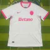 2025-26 Sporting Lisbon White Pink Fans Soccer Jersey