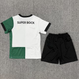 2025-26 Sporting Lisbon White Green Kids Soccer Jersey