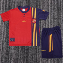 1996 Spain Home Kids Retro Soccer Jersey