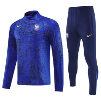 2025-26 France Fancy blue Half Pull Tracksuit (半拉链)