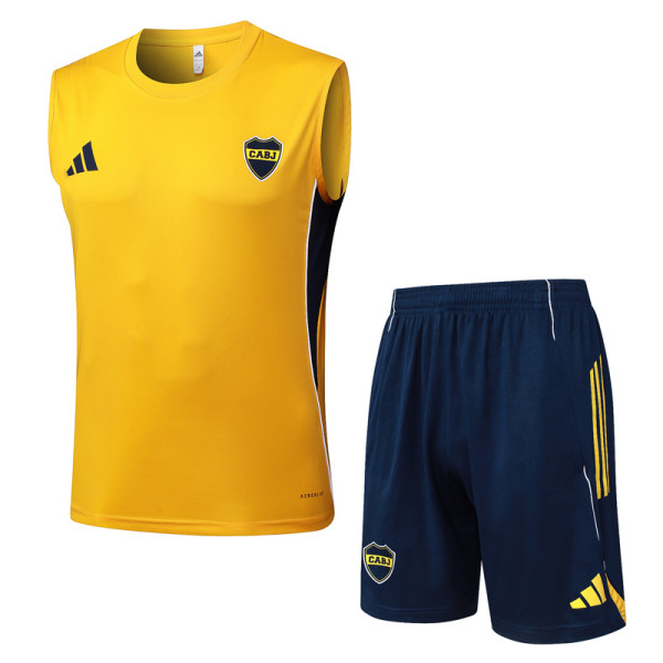 2025-26 Boca Juniors Yellow Tank top and shorts suit #D25214