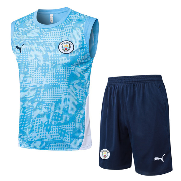 2025-26 Man City Light blue Tank top and shorts suit #D25216