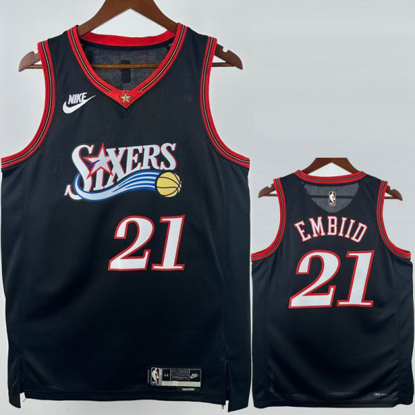 2025-26 76ERS EMBIID #21 Black Top Quality Hot Pressing NBA Jersey (V领)