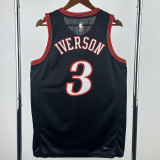 2025-26 76ERS IVERSON #3 Black Top Quality Hot Pressing NBA Jersey (V领)