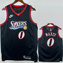 2025-26 76ERS MAXEY #0 Black Top Quality Hot Pressing NBA Jersey (V领)