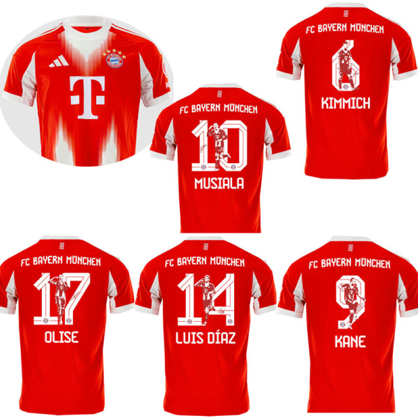 2025-26 Bayern Home Print Special Edition Photo Number Fans Soccer Jersey