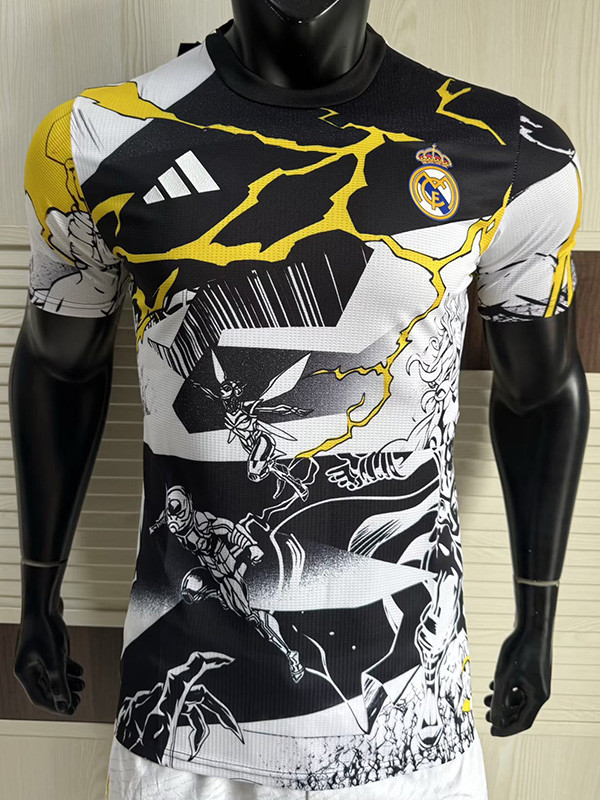 2025-26 RMA White Black Joint Edition Player Version Training Shirts (漫威)