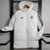 2023-24 Bayern White Hooded Cotton Coat Black Edge (黑色边) 棉衣