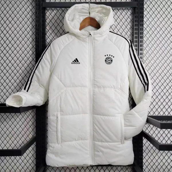 2023-24 Bayern White Hooded Cotton Coat Black Edge (黑色边) 棉衣