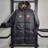 2023-24 Bayern Black Hooded Cotton Coat White Edge (白色边) 棉衣