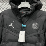 2025-26 CV003 PSG Jordan Black Hooded Cotton Coat #棉衣