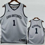 2025-26 SA Spurs WEMBANYAMA #1 Grey Top Quality Hot Pressing NBA Jersey