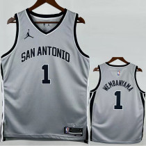 2025-26 SA Spurs WEMBANYAMA #1 Grey Top Quality Hot Pressing NBA Jersey