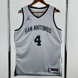 2025-26 SA Spurs FOX #4 Grey Top Quality Hot Pressing NBA Jersey