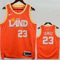 2025-26 Cleveland Cavaliers JAMES #23 Orange City Edition Top Quality Hot Pressing NBA Jersey