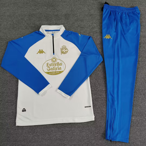 2025-26 La Coruna White Half Pull Tracksuit (Pants Have Pocket)(半拉链)