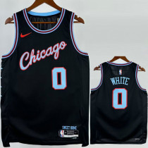 2025-26 BULLS WHITE #0 Black City Edition Top Quality Hot Pressing NBA Jersey