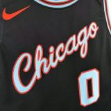 2025-26 BULLS WHITE #0 Black City Edition Top Quality Hot Pressing NBA Jersey