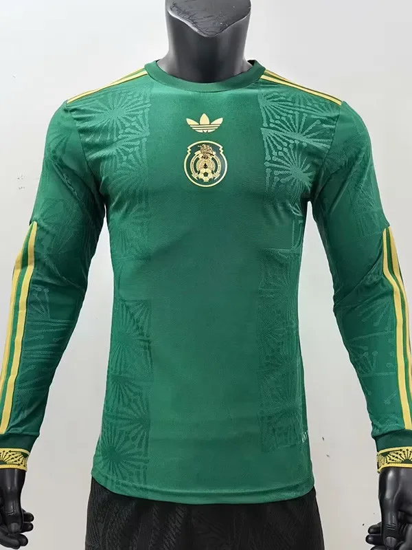 2025-26 Mexico Special Edition Green Long Sleeve Player Version Soccer Jersey (长袖球员)