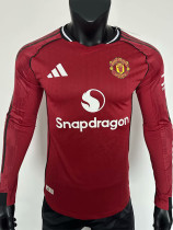 2025-26 Man Utd Home Long Sleeve Player Version Soccer Jersey (长袖球员)