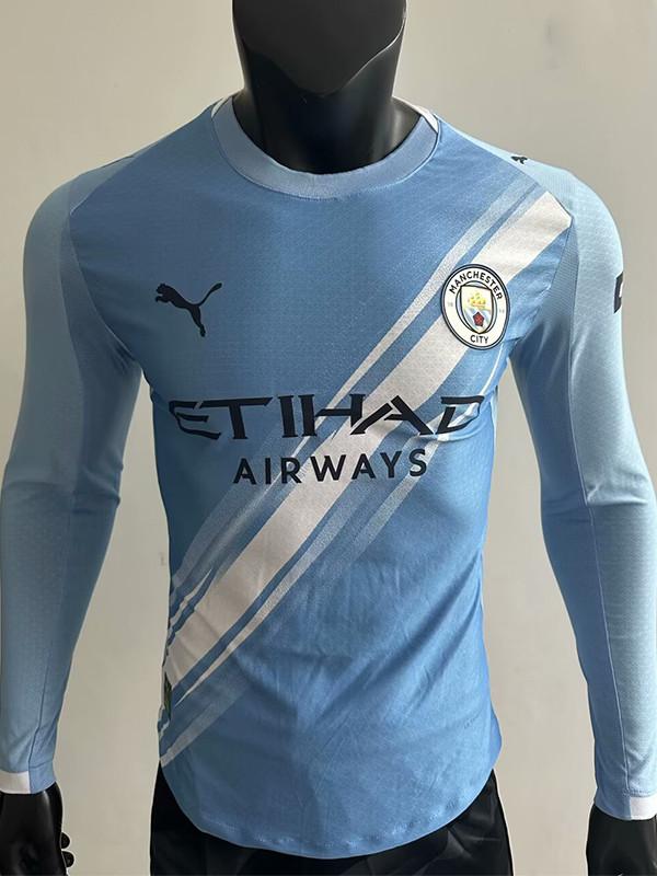 2025-26 Man City Home Long Sleeve Player Version Soccer Jersey (长袖球员)