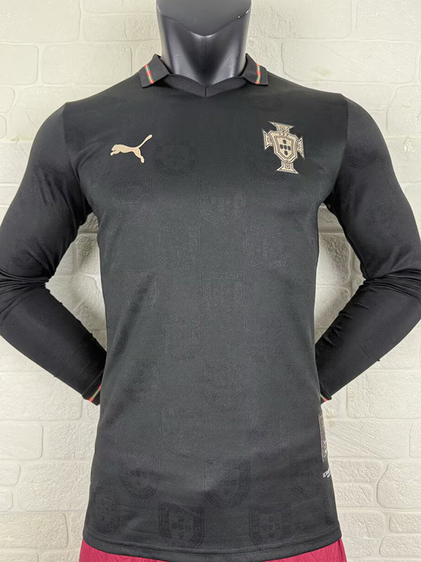 2025-26 Portugal Black Special Edition Long Sleeve Player Version Soccer Jersey (长袖球员)