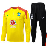 2025-26 Brazil Yellow Half Pull Tracksuit #B25134(半拉链)