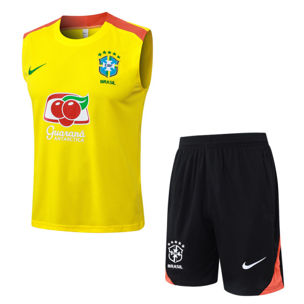2025-26 Brazil Yellow Tank top and shorts suit #D25250