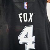 2025-26 SA Spurs FOX #4 Black City Edition Top Quality Hot Pressing NBA Jersey (V领）