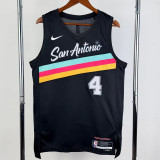 2025-26 SA Spurs FOX #4 Black City Edition Top Quality Hot Pressing NBA Jersey (V领）
