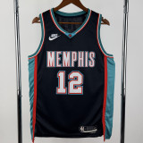2025-26 Grizzlies MORANT #12 Black Retro Top Quality Hot Pressing NBA Jersey