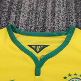 2014 Brazil Home Kids Retro Soccer Jersey