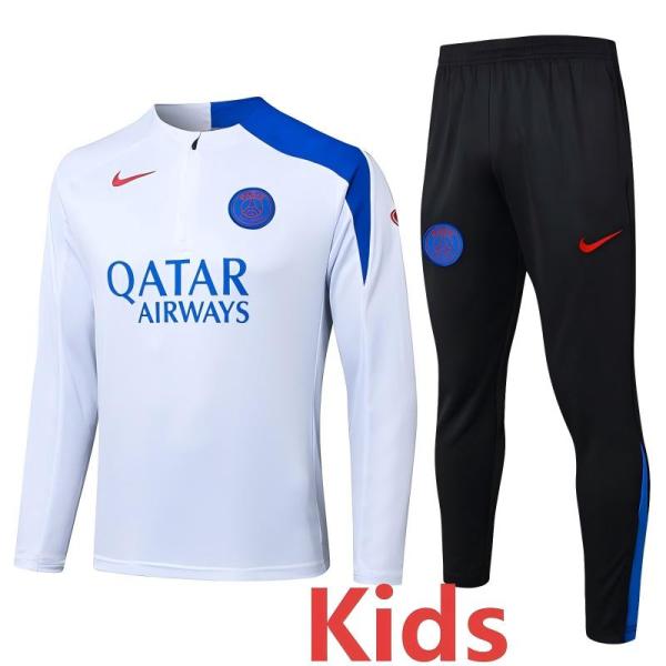 2025-26 PSG White Kids Half Pull Tracksuit #E25192(童装)(半拉链)