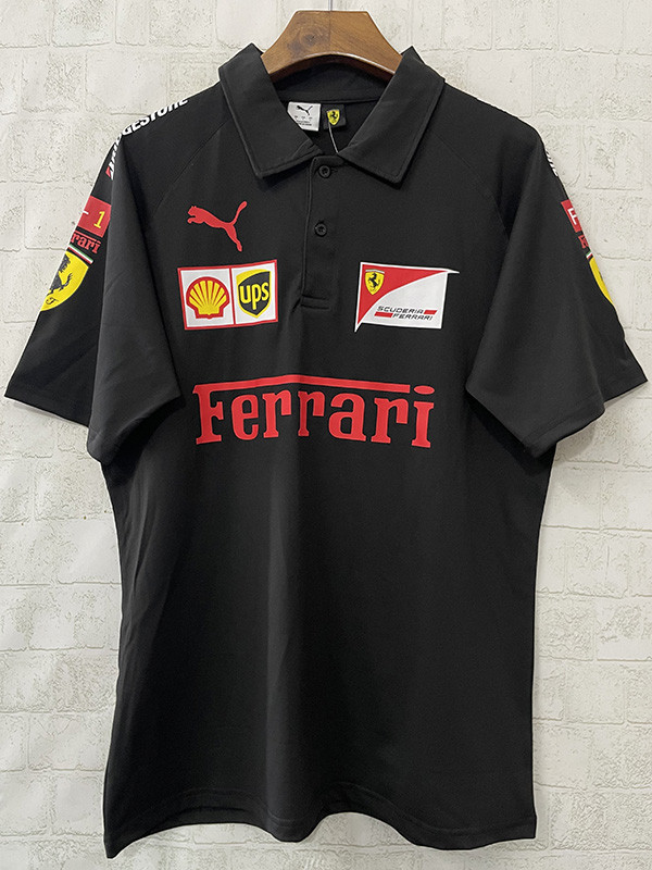 2025-26 F1 Ferrari Black Casual Polo Racing Suit (有领)