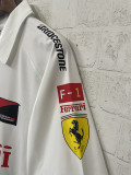 2025-26 F1 Ferrari White Casual Polo Racing Suit (有领)