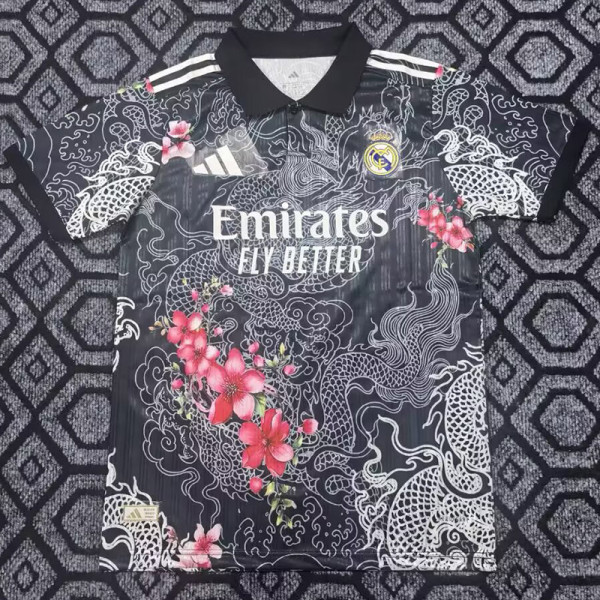 2025-26 RMA Black Polo Short Sleeve (梅花龙)