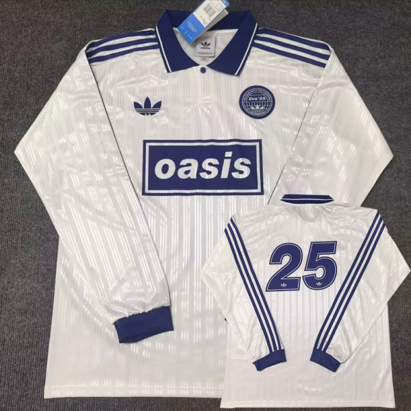 2025 Ad Oasis Joint Edition #25 White Polo Long Sleeve (蓝边)长袖