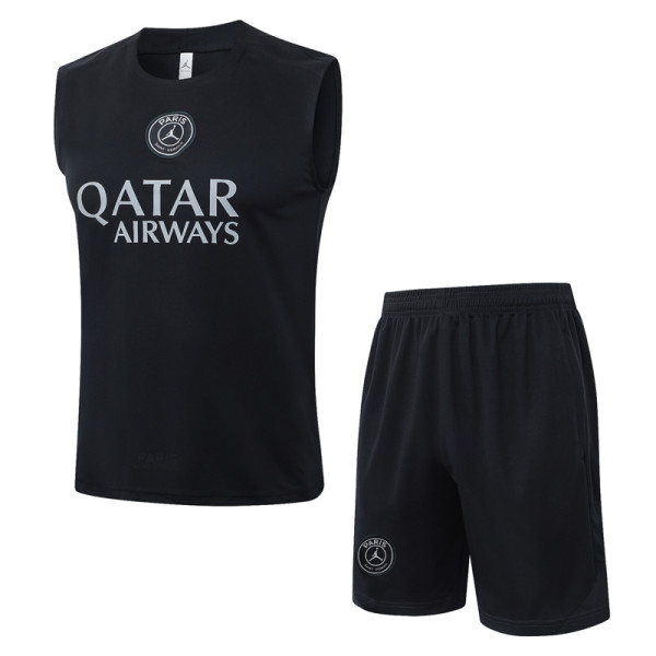 2025-26 PSG Jordan Black Tank top and shorts suit #D25278