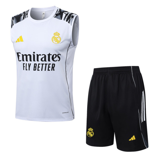 2025-26 RMA White Tank top and shorts suit #D25276