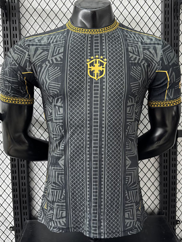 2025-26 Brazil Black Gold Special Edition Player Version Soccer Jersey