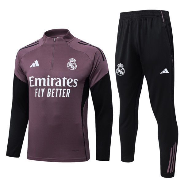 2025-26 RMA Gray Purple Half Pull Tracksuit #B25151(半拉链)