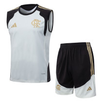 2026-27 Flamengo White black Tank top and shorts suit #D26010