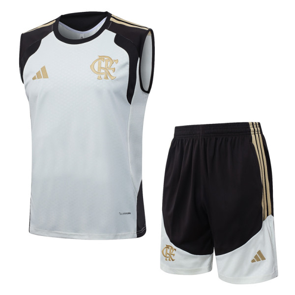 2026-27 Flamengo White black Tank top and shorts suit #D26010