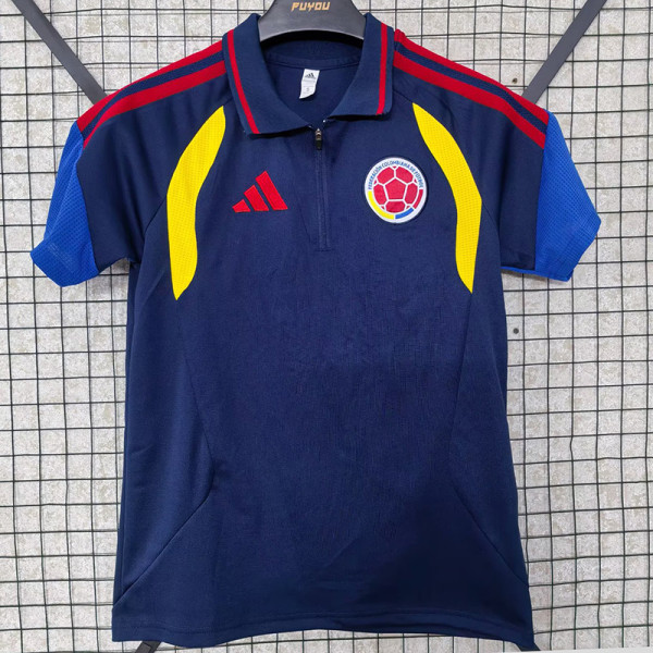 2026-27 Colombia Royal blue Polo Short Sleeve (半拉链)