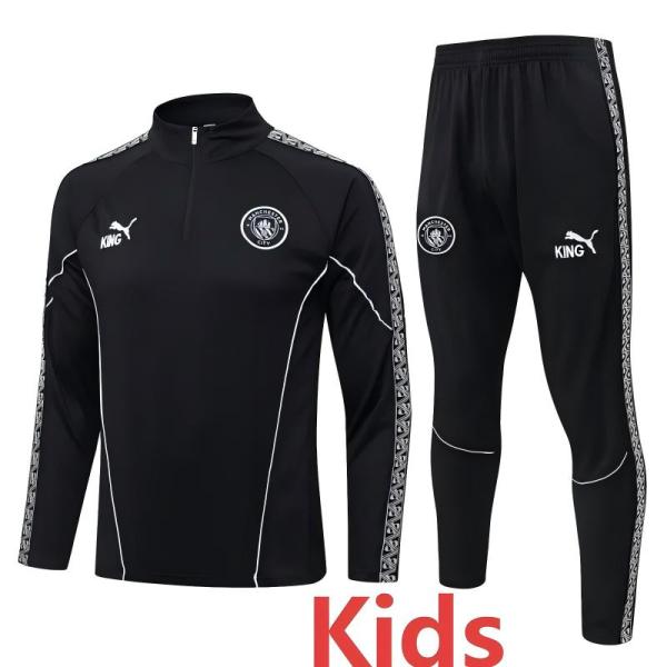 2025-26 Man City Black Kids Half Pull Tracksuit #E25238(童装)(半拉链)