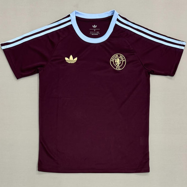 2025-26 Aston Villa Brown Red Casual Edition Fans Training Shirts