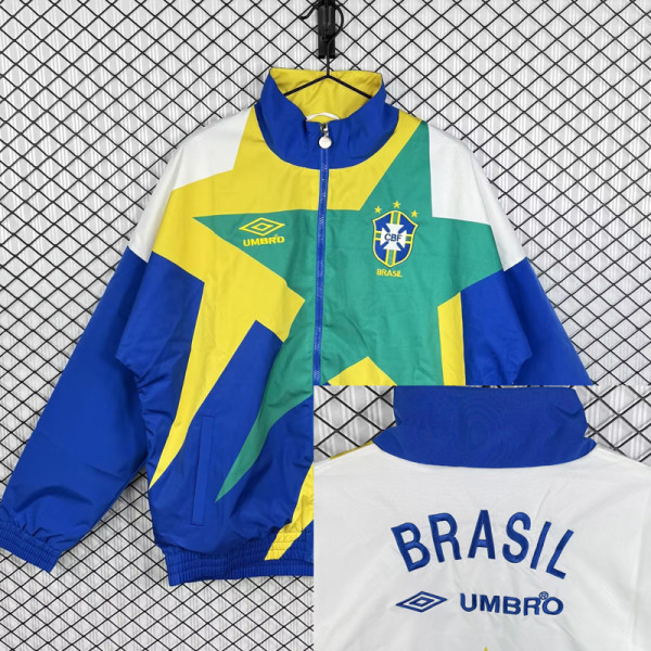 1993-1994 Brazil Blue white Retro Windbreaker