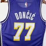 2025-26 Lakers DONCIC #77 Purple Top Quality Hot Pressing NBA Jersey (Trapeze Edition) 飞人版